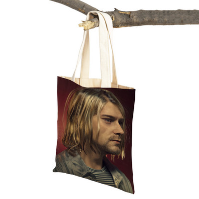 Kurt Cobain Genți de cumpărături Rock Roll Music Shopper Geanta de supermarket Design Genți de mână pentru femei Eco portabil Geanta de depozitare convenabilă