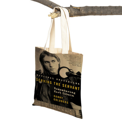 Kurt Cobain Genți de cumpărături Rock Roll Music Shopper Geanta de supermarket Design Genți de mână pentru femei Eco portabil Geanta de depozitare convenabilă