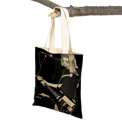 Kurt Cobain Genți de cumpărături Rock Roll Music Shopper Geanta de supermarket Design Genți de mână pentru femei Eco portabil Geanta de depozitare convenabilă