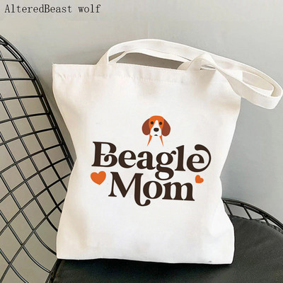 Dámska nákupná taška Beagle so psom na jogu, potlačená kawaii taška Harajuku, nákupná plátená taška, dievčenská kabelka, taška cez rameno