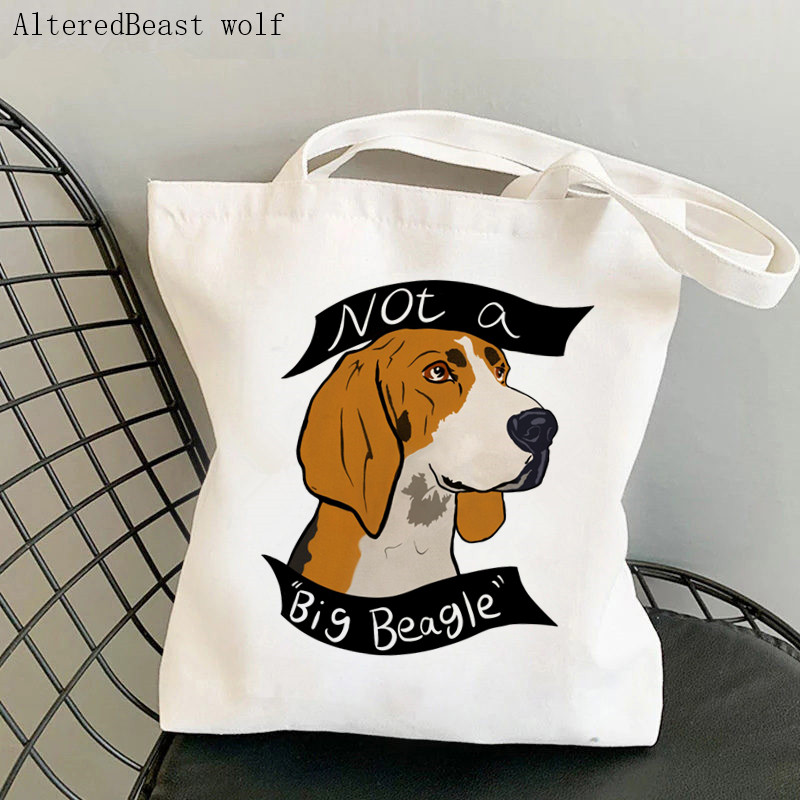 Dámska nákupná taška Beagle so psom na jogu, potlačená kawaii taška Harajuku, nákupná plátená taška, dievčenská kabelka, taška cez rameno