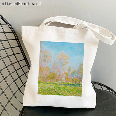 Női válltáska Monet vízililiomok Kawaii táska Harajuku bevásárlóvászon Shopper Bag lány kézitáska Tote Shopper Lady Bag