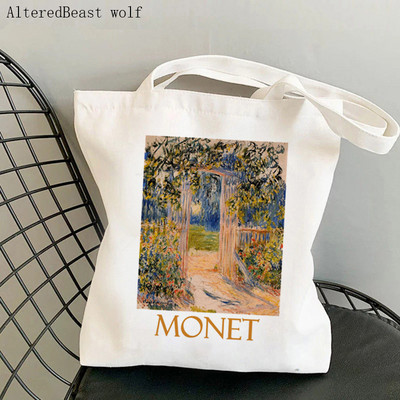 Női válltáska Monet vízililiomok Kawaii táska Harajuku bevásárlóvászon Shopper Bag lány kézitáska Tote Shopper Lady Bag