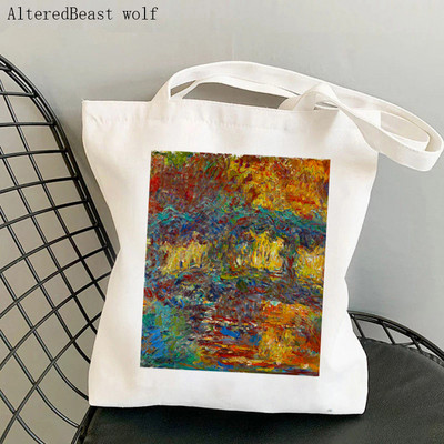 Női válltáska Monet vízililiomok Kawaii táska Harajuku bevásárlóvászon Shopper Bag lány kézitáska Tote Shopper Lady Bag