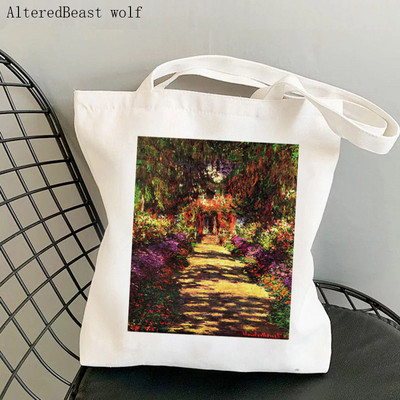 Női válltáska Monet vízililiomok Kawaii táska Harajuku bevásárlóvászon Shopper Bag lány kézitáska Tote Shopper Lady Bag