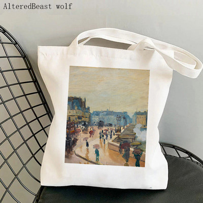 Női válltáska Monet vízililiomok Kawaii táska Harajuku bevásárlóvászon Shopper Bag lány kézitáska Tote Shopper Lady Bag