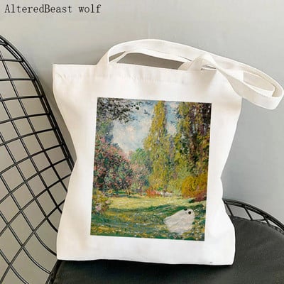 Női válltáska Monet vízililiomok Kawaii táska Harajuku bevásárlóvászon Shopper Bag lány kézitáska Tote Shopper Lady Bag