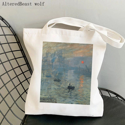 Női válltáska Monet vízililiomok Kawaii táska Harajuku bevásárlóvászon Shopper Bag lány kézitáska Tote Shopper Lady Bag