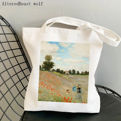 Női válltáska Monet vízililiomok Kawaii táska Harajuku bevásárlóvászon Shopper Bag lány kézitáska Tote Shopper Lady Bag