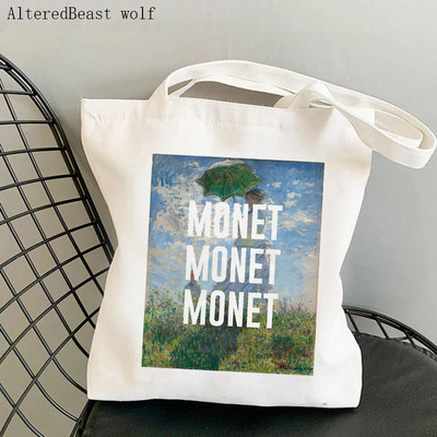 Női válltáska Monet vízililiomok Kawaii táska Harajuku bevásárlóvászon Shopper Bag lány kézitáska Tote Shopper Lady Bag