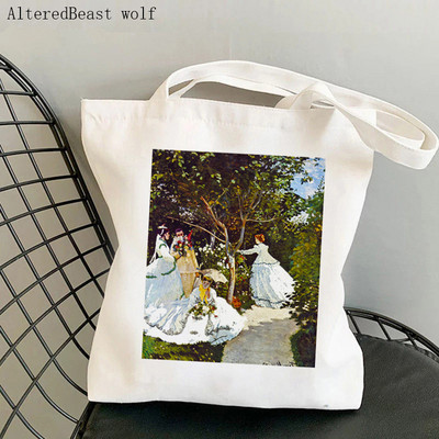 Női válltáska Monet vízililiomok Kawaii táska Harajuku bevásárlóvászon Shopper Bag lány kézitáska Tote Shopper Lady Bag
