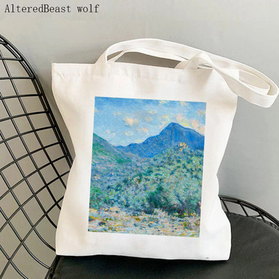 Női válltáska Monet vízililiomok Kawaii táska Harajuku bevásárlóvászon Shopper Bag lány kézitáska Tote Shopper Lady Bag