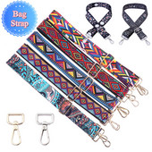 Etninės gėlėtos nailono rankinės dirželis Rankinės diržas platus pečių krepšiai dirželio keitimo priedai Reguliuojamos rankenos moteriškiems krepšiams