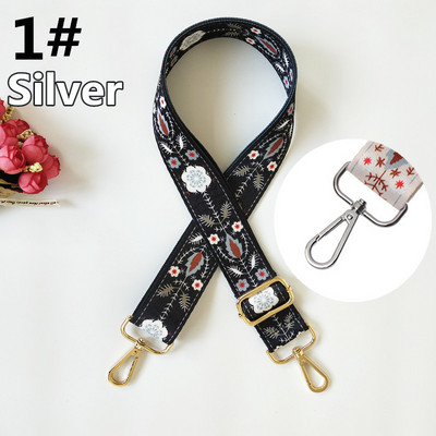 Etninės gėlėtos nailono rankinės dirželis Rankinės diržas platus pečių krepšiai dirželio keitimo priedai Reguliuojamos rankenos moteriškiems krepšiams