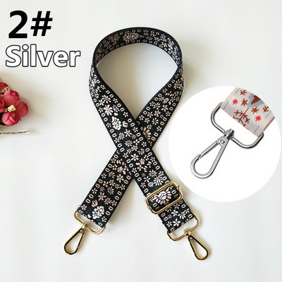 Etninės gėlėtos nailono rankinės dirželis Rankinės diržas platus pečių krepšiai dirželio keitimo priedai Reguliuojamos rankenos moteriškiems krepšiams