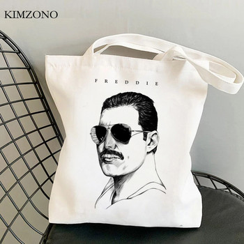 Freddie Mercury τσάντα για ψώνια shopper shopping bag bolso bag tote ύφασμα πτυσσόμενο σάκο toile