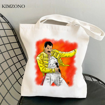 Freddie Mercury τσάντα για ψώνια shopper shopping bag bolso bag tote ύφασμα πτυσσόμενο σάκο toile