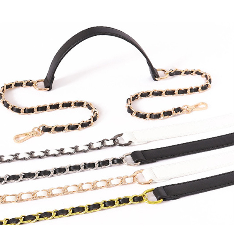 DIY Μαύρο Λευκό PU Δερμάτινο Πορτοφόλι Λαβή 100/120cm Ανταλλακτικό Μεταλλικό Χρυσό Ασημί Αλυσίδα ώμου χιαστί τσάντα λουριά αλυσίδα 2021