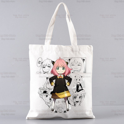 SPYFAMILY Japāņu anime iepirkumu soma Grafiskais totiņš Harajuku Spy x Family Canvas Anya Smug SpyFamily plecu soma sieviete Ulzzang