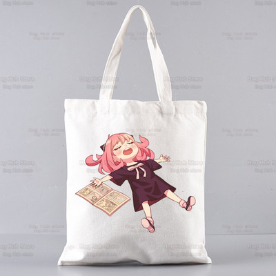 SPYFAMILY Japāņu anime iepirkumu soma Grafiskais totiņš Harajuku Spy x Family Canvas Anya Smug SpyFamily plecu soma sieviete Ulzzang