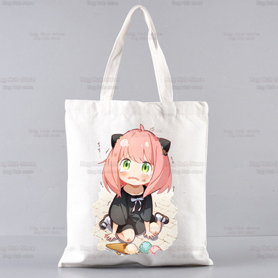 SPYFAMILY Japāņu anime iepirkumu soma Grafiskais totiņš Harajuku Spy x Family Canvas Anya Smug SpyFamily plecu soma sieviete Ulzzang