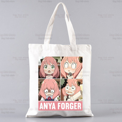 SPYFAMILY Japāņu anime iepirkumu soma Grafiskais totiņš Harajuku Spy x Family Canvas Anya Smug SpyFamily plecu soma sieviete Ulzzang