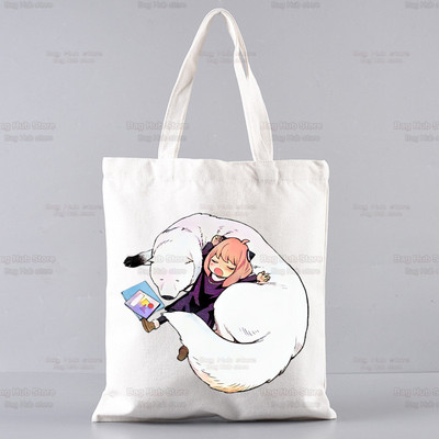 SPYFAMILY Japāņu anime iepirkumu soma Grafiskais totiņš Harajuku Spy x Family Canvas Anya Smug SpyFamily plecu soma sieviete Ulzzang