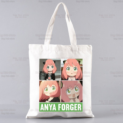 SPYFAMILY Japāņu anime iepirkumu soma Grafiskais totiņš Harajuku Spy x Family Canvas Anya Smug SpyFamily plecu soma sieviete Ulzzang