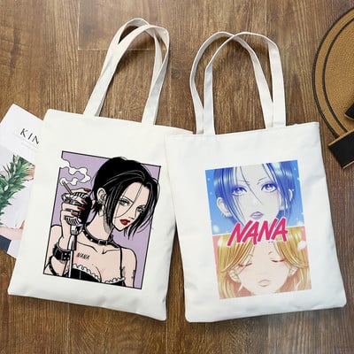 Bevásárlótáskák Nana Anime Manga Nana Osaki és Ren Honjo Tote Bag Harajuku Kézitáskák Válltáskák Alkalmi kézitáska Női Vászontáska