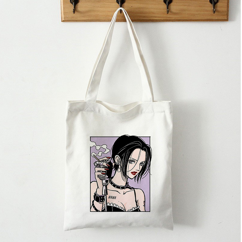 Пазарски чанти Nana Anime Manga Nana Osaki And Ren Honjo Tote Bag Harajuku Ръчни чанти Чанти през рамо Ежедневна чанта Дамска платнена чанта