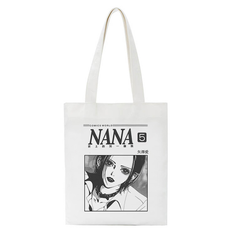 Пазарски чанти Nana Anime Manga Nana Osaki And Ren Honjo Tote Bag Harajuku Ръчни чанти Чанти през рамо Ежедневна чанта Дамска платнена чанта