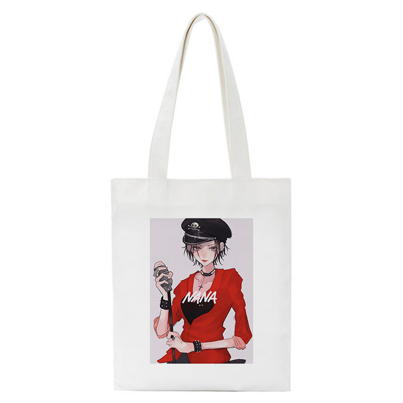 Пазарски чанти Nana Anime Manga Nana Osaki And Ren Honjo Tote Bag Harajuku Ръчни чанти Чанти през рамо Ежедневна чанта Дамска платнена чанта