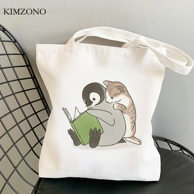 Пазарска чанта Penguin bolsas de tela shopper платнена пазарска чанта еко чанта jute sacola tote string sacolas