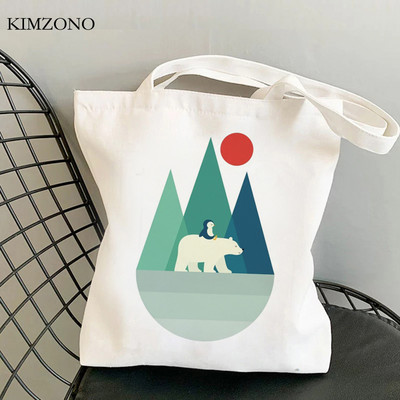 Pingvin bevásárlótáska bolsas de tela vásárlói vászon vásárlói kézitáska ökotáska juta sacola tote string sacola