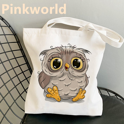 Torbe Slatka sova New Tops Trend Printed Harajuku Cool platnena torba Shopper Crno-bijela ženska modna torba na rame