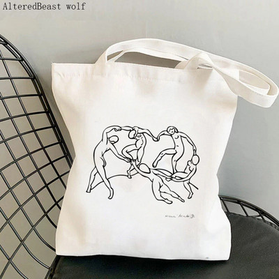 Shopper Woman Face One Line Art Printed Tote Geantă femei Harajuku Shopper Handbag Girl Geanta de umăr Lady Canvas Bag