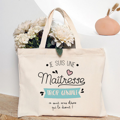 Ευχαριστώ Δάσκαλε Γαλλική εκτύπωση Γυναικεία τσάντα ώμου Καμβά Τσάντες αγορών Γυναικείες τσάντες επαναχρησιμοποιήσιμες τσάντες τσάντας Καλύτερα δώρα για Maitresse