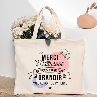 Ευχαριστώ Δάσκαλε Γαλλική εκτύπωση Γυναικεία τσάντα ώμου Καμβά Τσάντες αγορών Γυναικείες τσάντες επαναχρησιμοποιήσιμες τσάντες τσάντας Καλύτερα δώρα για Maitresse