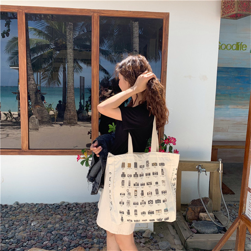 PURDORED 1 pc kameras raksta sieviešu plecu soma, liela sieviešu retro apavu raksta skolēnu skolas soma Eko ikdienas piegādes soma