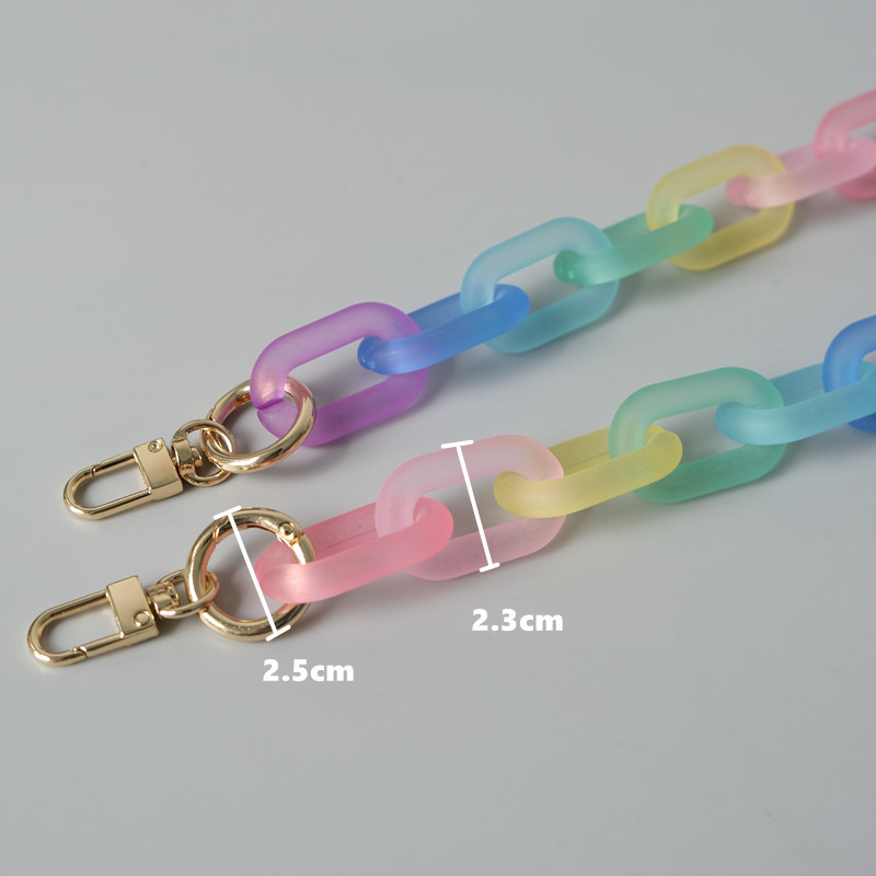 Naujas mados moters krepšio aksesuaras, nuimamų dalių keitimo grandinėlė saldainių dervos prabangus dirželis, moteriškas akrilo pečių rankenos grandinėlė