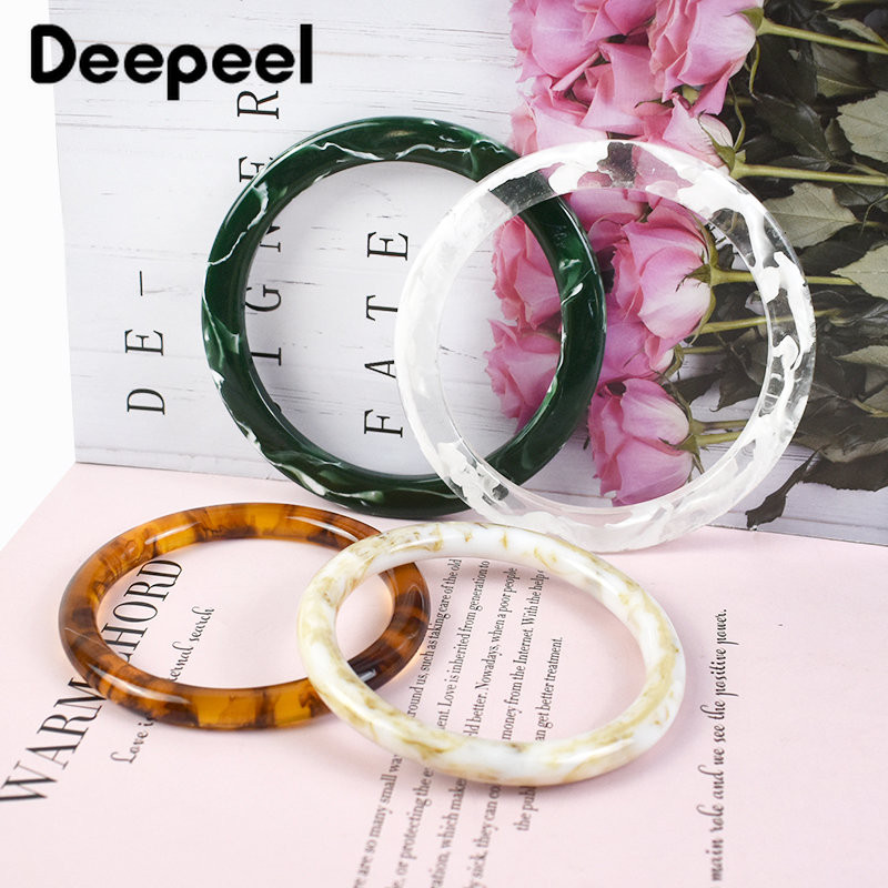 2Gb=1 Pair Deepeel 10cm Dzintara sveķu apaļš rokturis Modes D-veida rokturi Somas Rokassomas Roku darbs DIY Amatniecības somas aksesuārs