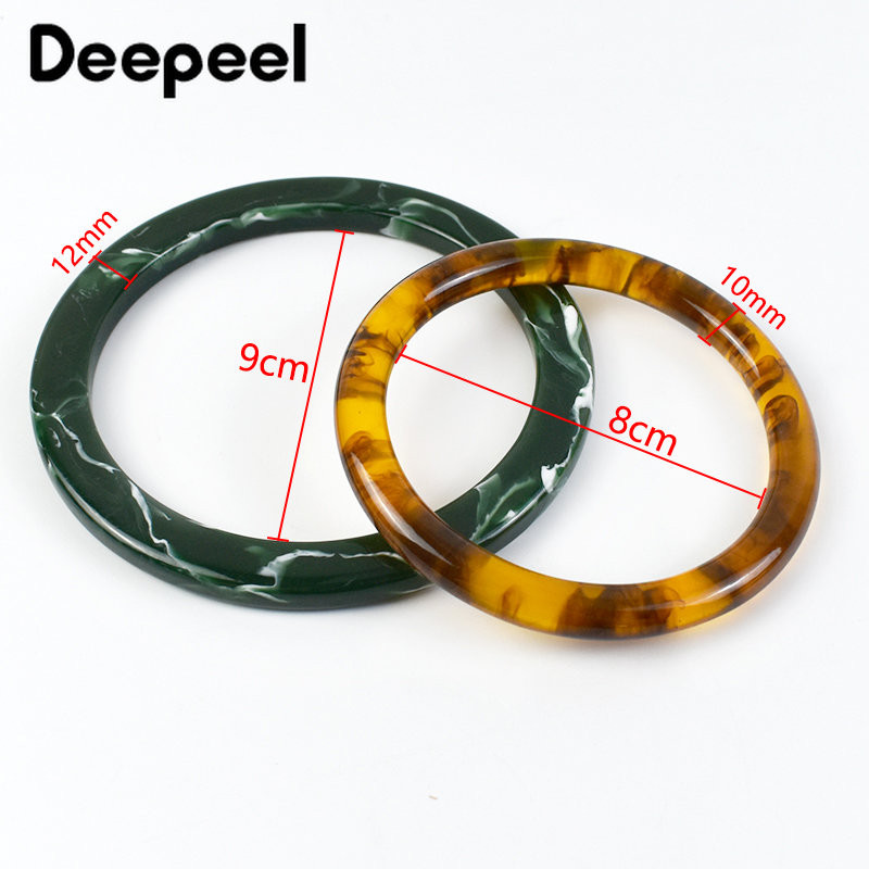 2Gb=1 Pair Deepeel 10cm Dzintara sveķu apaļš rokturis Modes D-veida rokturi Somas Rokassomas Roku darbs DIY Amatniecības somas aksesuārs