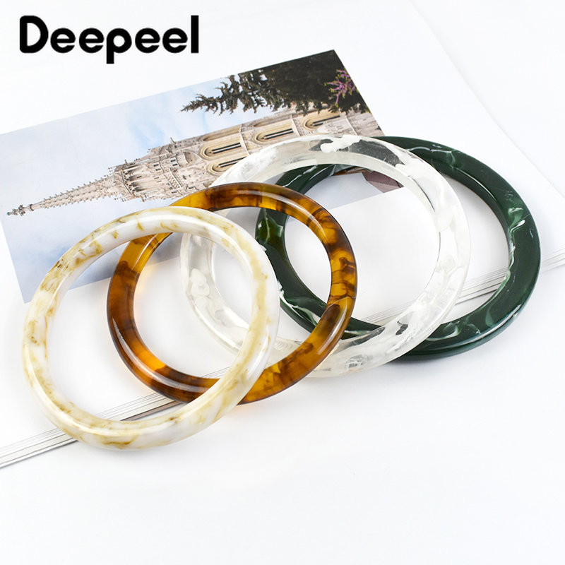 2Gb=1 Pair Deepeel 10cm Dzintara sveķu apaļš rokturis Modes D-veida rokturi Somas Rokassomas Roku darbs DIY Amatniecības somas aksesuārs