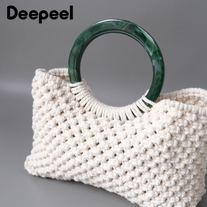 2Gb=1 Pair Deepeel 10cm Dzintara sveķu apaļš rokturis Modes D-veida rokturi Somas Rokassomas Roku darbs DIY Amatniecības somas aksesuārs