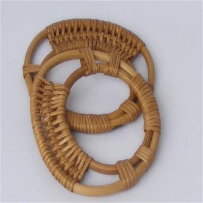 2 vnt. apvalių rotango maišelių rankenos rankinės rankinės rankenos rankenėlė „pasidaryk pats“ krepšio kabykla, medinė bambuko juosta, megzto krepšio priedai