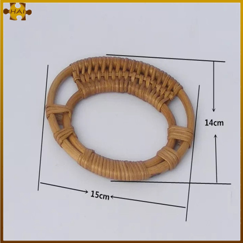 2 vnt. apvalių rotango maišelių rankenos rankinės rankinės rankenos rankenėlė „pasidaryk pats“ krepšio kabykla, medinė bambuko juosta, megzto krepšio priedai