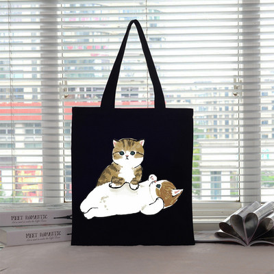 Velika torba Ženska torba Torbe za kupnju Cat Canvas Boutique Ekološki proizvodi Dizajnerske ručne torbe za višekratnu upotrebu Prilagodljive Big Shopper