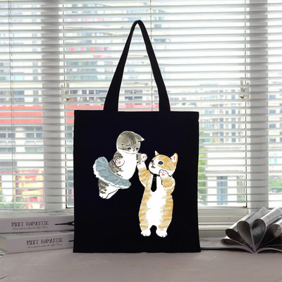 Velika torba Ženska torba Torbe za kupnju Cat Canvas Boutique Ekološki proizvodi Dizajnerske ručne torbe za višekratnu upotrebu Prilagodljive Big Shopper