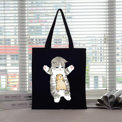 Velika torba Ženska torba Torbe za kupnju Cat Canvas Boutique Ekološki proizvodi Dizajnerske ručne torbe za višekratnu upotrebu Prilagodljive Big Shopper