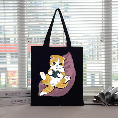Velika torba Ženska torba Torbe za kupnju Cat Canvas Boutique Ekološki proizvodi Dizajnerske ručne torbe za višekratnu upotrebu Prilagodljive Big Shopper